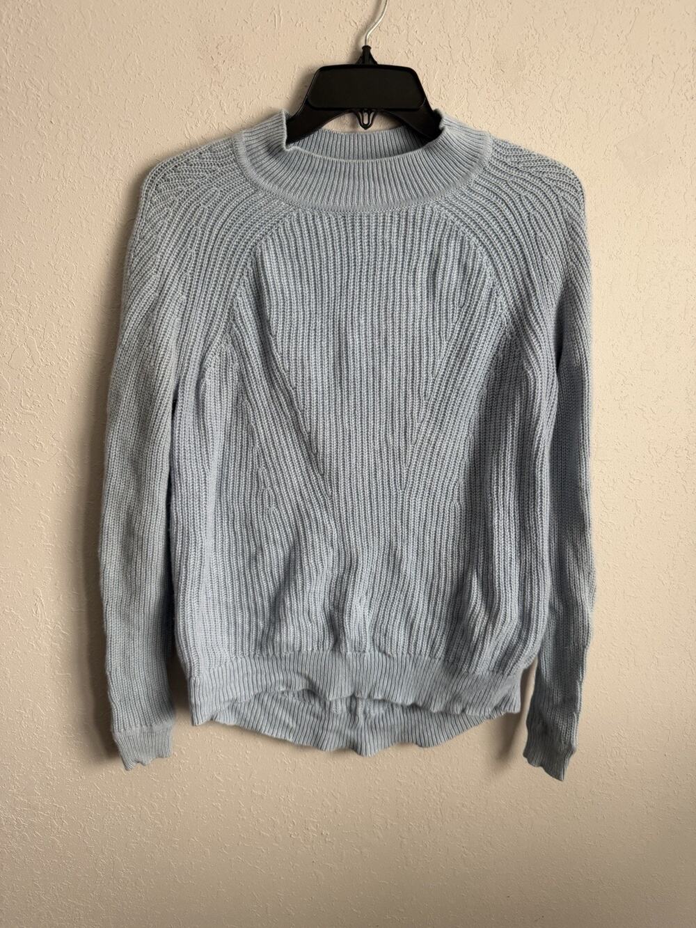 Vince Blue Wool Cashmere High Crewneck Sweater Womens S Classic Everyday